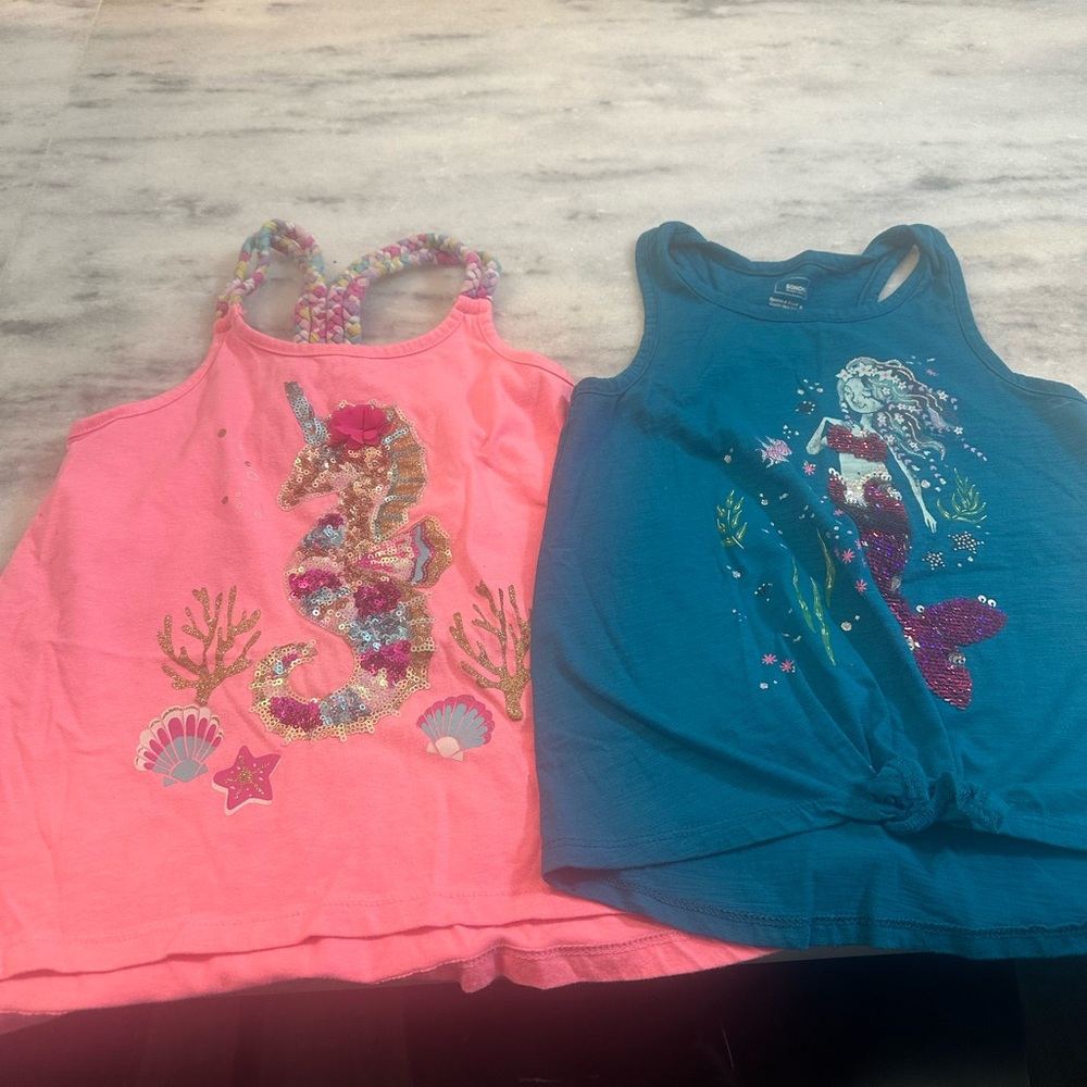 Kids Mermaid Tank Tops - Pink and Blue